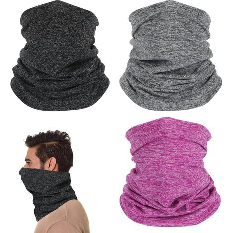 Lot de 3 tours de cou multifonctions, chauds et coupe-vent, pour homme et femme (1/5)