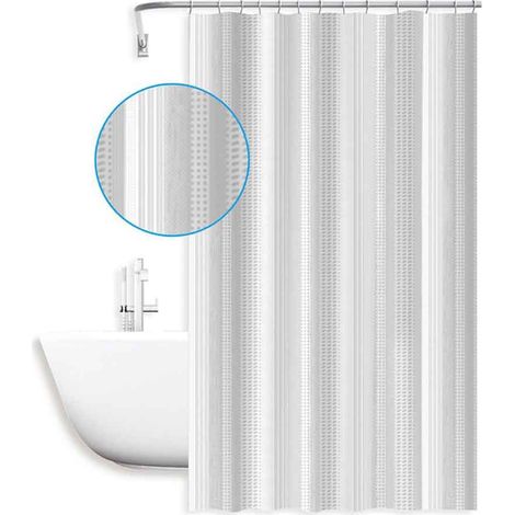 Tenda per doccia vasca da bagno impermeabile pvc 12 ganci decorazione classica bianca e grigio 240x200 cm