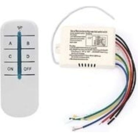 Commutateur de Télécommande sans Fil 4 Voies 220V Récepteur Mural Numérique Module Émetteur Interrupteur Mural à Distance+Récepteur émetteur pour Lumières (1/5)