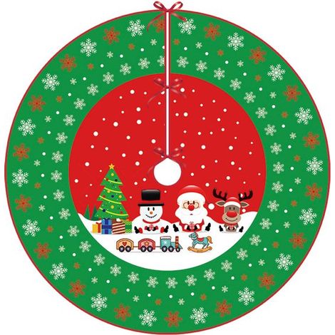 Jupe de sapin de Noël 120 cm, housse de sapin, décoration de sapin, tapis de sapin « Joyeux Noël », bonhomme de neige (1/5)