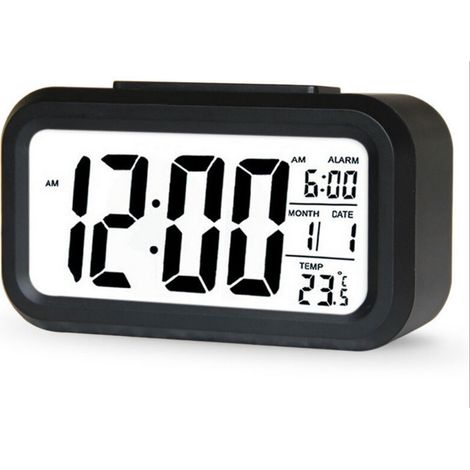 Réveil numérique pour enfants - Réveil de voyage - Réveil de bureau - Réveil de chevet - Noir. .
