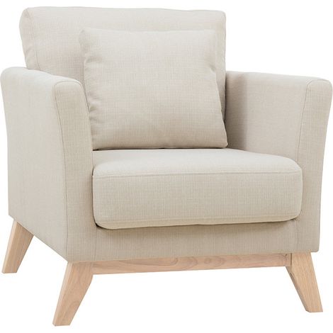 Skandinavischer Sessel mit abnehmbarem Bezug in Velourseffekt in Beige OSLO (1/5)