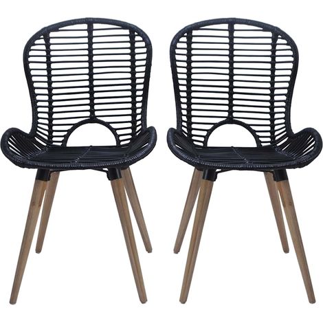 Maison Exclusive - Sedie da Pranzo 4 pz Nere in Rattan Naturale