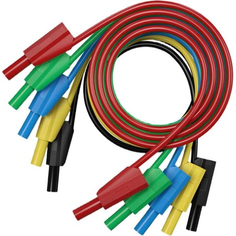 Packung mit 5 silikonisolierten Bananensteckern – 1 m – Stapelbares Multimeterkabel für elektronische Prüfungen (1/4)