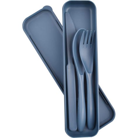 Couvert plastique réutilisable avec étui, idéal pour camping, voyage, pique-nique, lunch box ou quotidien. (1/5)