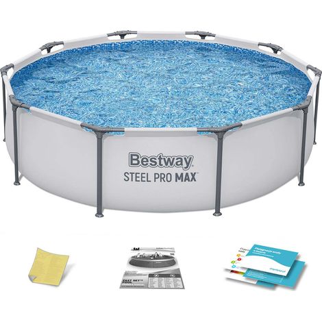Bestway – Piscina elevada de acero 305 x 76 cm – Capacidad 4.678 litros – Montaje rápido en 3 pasos – Interior mosaico azul (1/5)