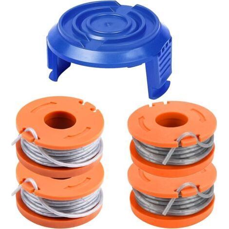 Bobine de fil compatible avec Mac Allister MGTP18Li - 1,65 mm - WX150 - Bobine de rechange pour débroussailleuse Macallister (4 bobines + 1 couvercle) (1/5)