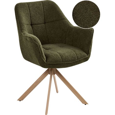 Sedia da pranzo girevole Teddy Seduta imbottita Schienale curvo Bouclé Verde Hayden (1/5)