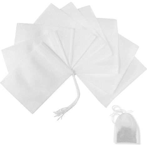 lot De 100 Sacs En Mousseline De Non-tiss Avec Cordon De Serrage, 7 Cm X 9 Cm, Rutilisables En Maille Pour Le Th, Le Caf Et Les Pices (1/5)