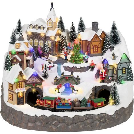 Village de Noël en polyrésine avec LED 42,5 × 41 × 34,5 cm (1/4)