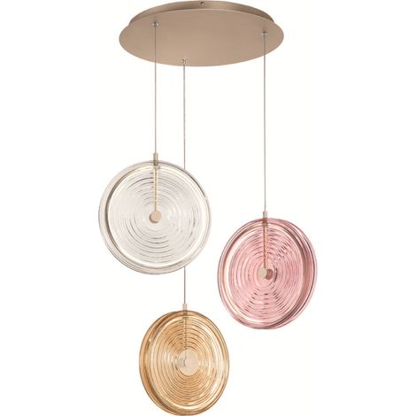 Lampada a sospensione 60 cm JOKEY 3 Luci in metallo e vetro decorato MULTICOLOR (1/3)
