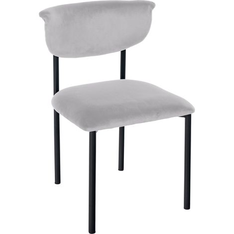 Elegante sedia da pranzo x1 linee pulite seduta curva velluto grigio e metallo nero 100008298