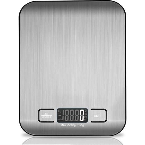 Bilancia da cucina digitale, bilancia elettronica in acciaio inox da 5 kg, bilancia per alimenti ultra-sottile (1/5)