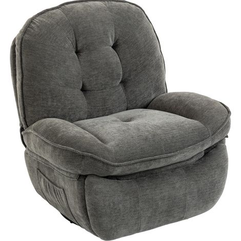Sillón relax giratorio con función de balanceo y reclinable, tejido gris claro (1/5)