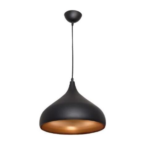 Lampe de plafond vintage noire et dorée, diamètre de 32 cm, hauteur réglable pour salon, salle à manger et bar, douille E27 en métal de haute qualité (Ampoule non incluse) (1/5)