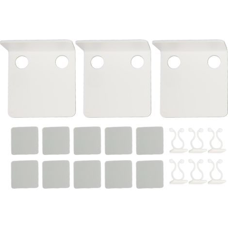 3 PCS Small Security Cameras Wall Shelf with 6 Cable Clips 10PCS Tapes Acrylic Waterproof Drill Free Adhesive Floating Shelf for Speakers White