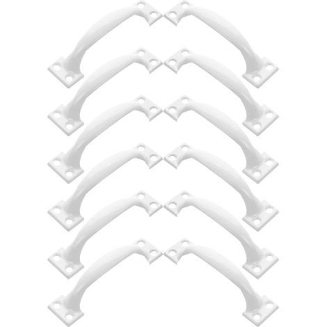 Lot de 12 poignées porte incurvées en métal 10 cm, finition lisse (1/5)
