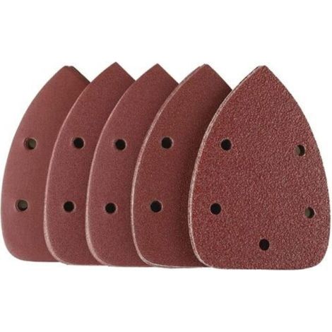 Sanding Paper for Delta Sander, 100 Sheets Triangle Sandpaper 140x90mm, Abrasive Paper for Mouse Sander, Grits 40 60 80 120 240-5 Holes (1/5)