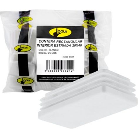 Contera Interior Rectangular Blanco - 40x20mm - 25uds