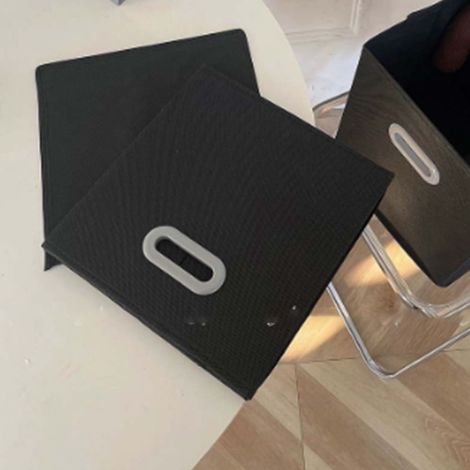 Cubes de rangement pliables en tissu de 28 cm avec poignées - Grands bacs de rangement pliables pour la maison et le placard - Noir (1/5)