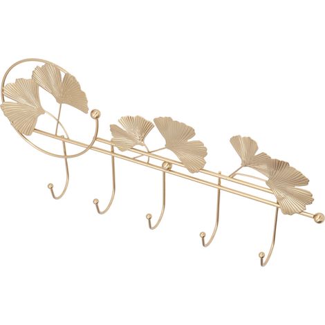 Porte-manteau mural design feuille de ginkgo, style épuré et élégant, support pour vêtements, chapeaux et clés, fixation murale. (1/5)