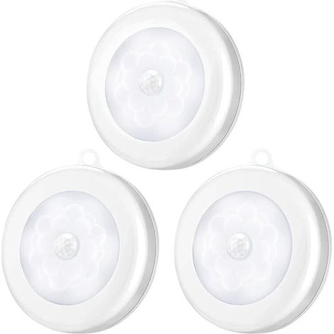 Lampes de Nuit Détecteur de Mouvement, Lot de 3 Veilleuse LED Détecteur Sans Fils Alimenté par Piles pour Chambre, Salon, Garage, Salle de Bain (1/4)