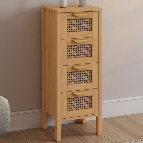 Aparador de 4 cajones EDHEN 30 cm chiffonier con caña para entrada de baño (1/5)