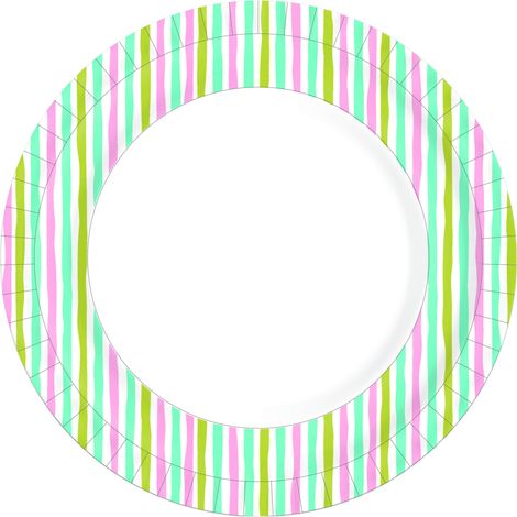 Duni Pappteller Bio weiß Stripes multi Ø 22 cm - 10 Stück Einwegteller