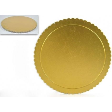 TrAdE Shop Traesio - 3 Vassoi Porta Torta Piatto 30 Cm 2mm Oro Tondo Circolare Cartone Dorato -