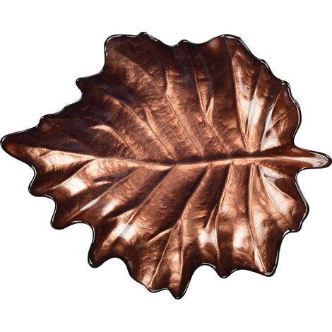 Coupe en Verre en Forme de Feuille Marron pour Table et Apéritif 29,2 x 36 x 4 cm - PANGIVO (1/4)