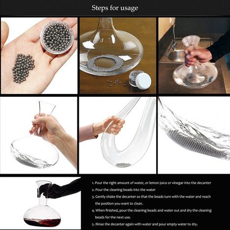 Perles de nettoyage en acier inoxydable 304 pour carafes et bouteilles de vin (1/5)