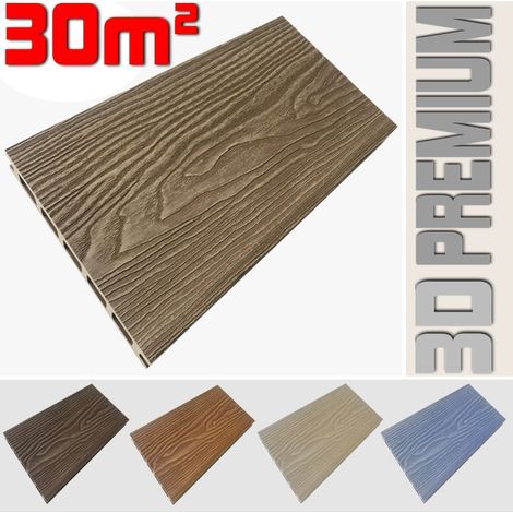 Listone WPC 3D 30m² per pavimentazione decking colore Teak Plus effetto legno listone 146x2200mm spessore 25mm (1/5)