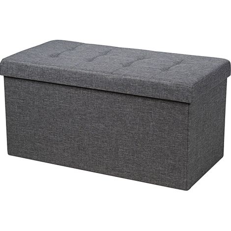 Pouf contenitore pieghevole 80 x 40,5 x 40,5 cm seduta comoda e vano portaoggetti nascosto tessuto Oxford grigio scuro 200013247