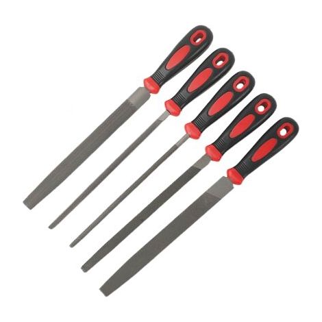 NALOOKAMICJeu de 5 Râpes 310mm, Lime Plate/Ronde/Demi-ronde/Triangulaire pour Bois, Métal, Cuir, Plastique