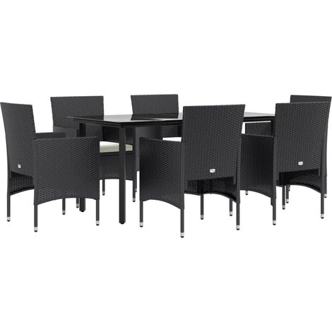 Ensemble à manger de jardin avec coussins 7 pcs Noir vidaXL (1/5)
