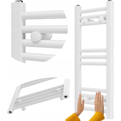 Radiateur Sèche-Serviettes Salle de Bain Breno 30x70 cm Blanc 211W avec Option Résistance Électrique