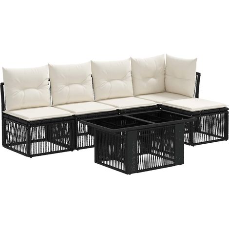 vidaXL Garden Sofa Set 6 pcs Black Poly Rattan (1/5)