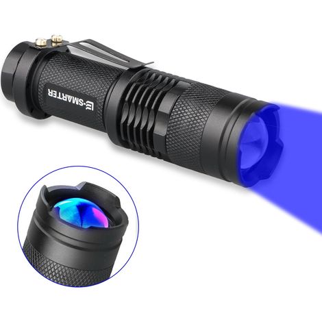 Lampe UV 365 nm - Détecteur Portable pour Urine d'Animaux et Taches - Focalisation Réglable - Alimenté par Pile AA - 1 Pièce