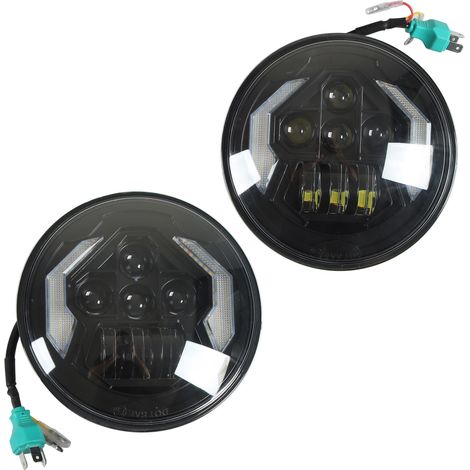 7-Zoll-Rundscheinwerfer mit Abblend- und Fernlicht, Tagfahrlicht, IP67 wasserdicht, kompatibel mit Autos und Motorrädern, 2er-Set (1/5)
