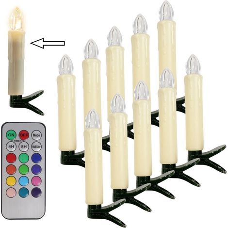10er-Set LED-Weihnachtsbaumkerzen mit Fernbedienung, festliche Dekoration für Zuhause – Warmweiß (1/4)