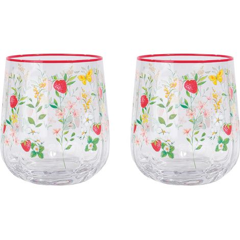 SET 2 VASOS 500 ML JARDIN DE FRESAS + CAJA REGALO