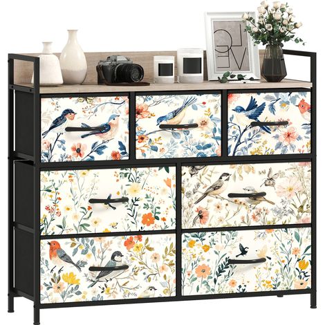 HOMCOM 7-Drawer Chest of Drawers, Fabric Dresser, White (1/5)