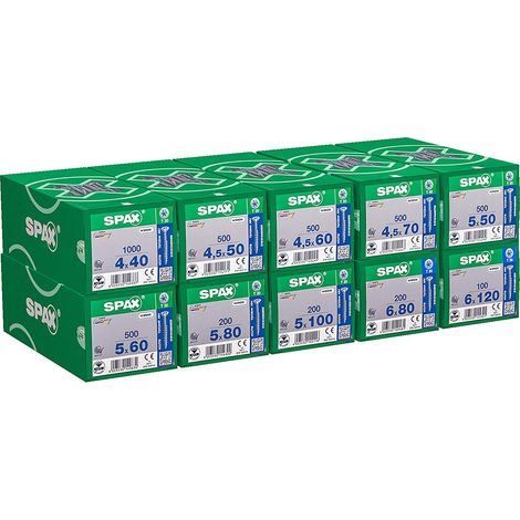 Spax – Kit de 4200 vis à filetage partiel – Tête fraisée pour bois dur – Protection anticorrosion WIROX – Agrément technique européen (1/2)