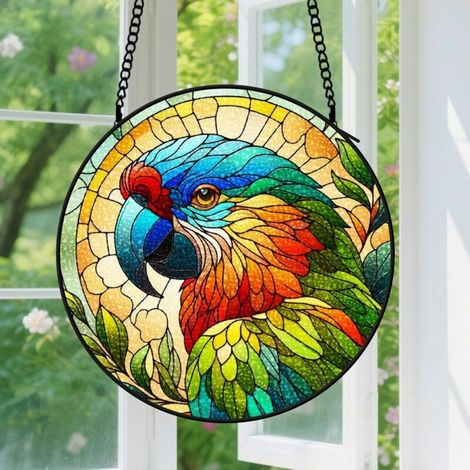 15cm Suspension en Vitrail, Attrape-Soleil Minimaliste Unique Coloré pour Fenêtre Maison, Cadeau Anniversaire pour Homme, Femme (1/5)