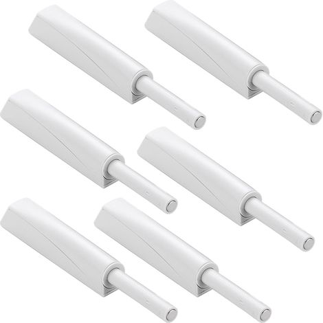Lot de 6 ferme-portes blancs à pression Push to Open - Amortisseurs de porte à fermeture douce - Pour portes d'armoire, tiroirs, ouvre-pression - Loqueteaux magnétiques à pression (1/5)