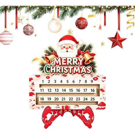 Calendrier De L'Avent De Noël Marqueur de date à collectionner en bois pour  Décoration Noël En Bois Pour étagère bureau maison table fête vacances célébration festival (1/5)