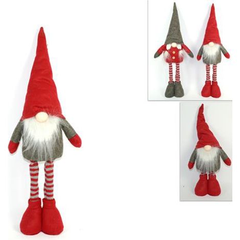 Gnomo elfo lui e lei babbo babba natale rosso per decorazioni natalizie addobbi idea regalo piedi penzolanti set 2 in tessuto (1/5)