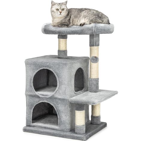 lionto Tiragraffi per Gatto Albero Tiragraffi Gatto Gioco Giocattolo Gatti Altezza 80 cm, Grigio Chiaro (1/5)