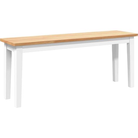 Banc 110 cm blanc bois massif caoutchouc CFW936881 (1/5)
