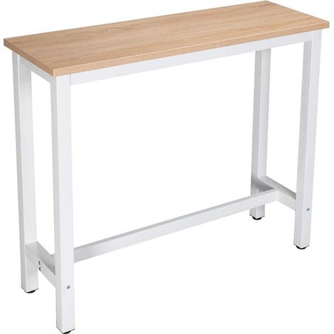 WOLTU 1x Bartisch Bistrotisch Stehtisch Esstisch, Metallgestell, Tischplatte aus MDF, Hell Eiche, 120x40x100cm(BxTxH)